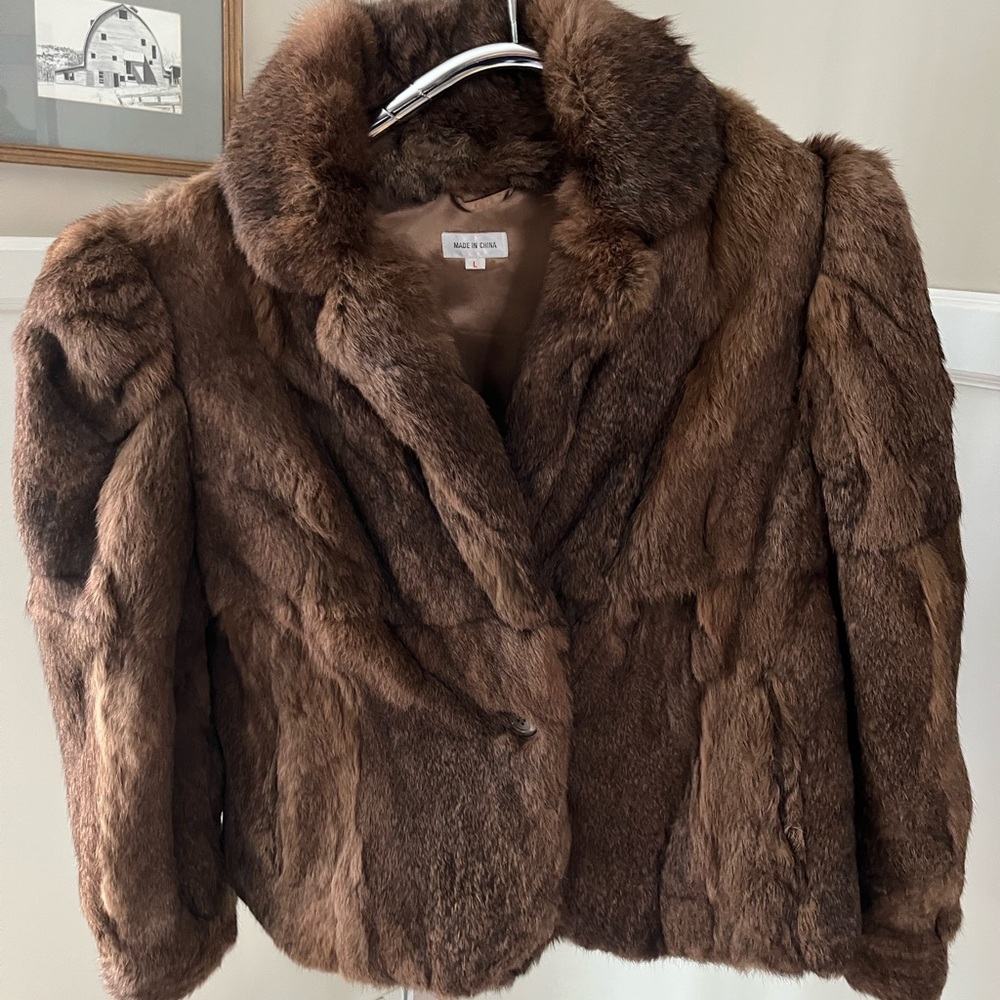 Rich Brown Rabbit Fur Jacket